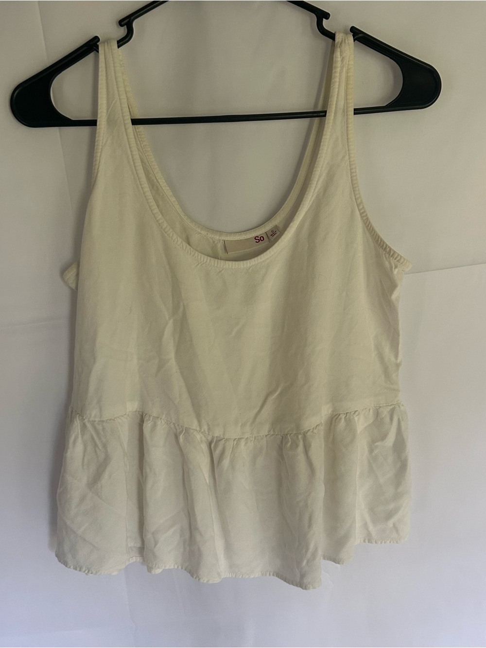 SO Ivory Peplum Tank Top size small